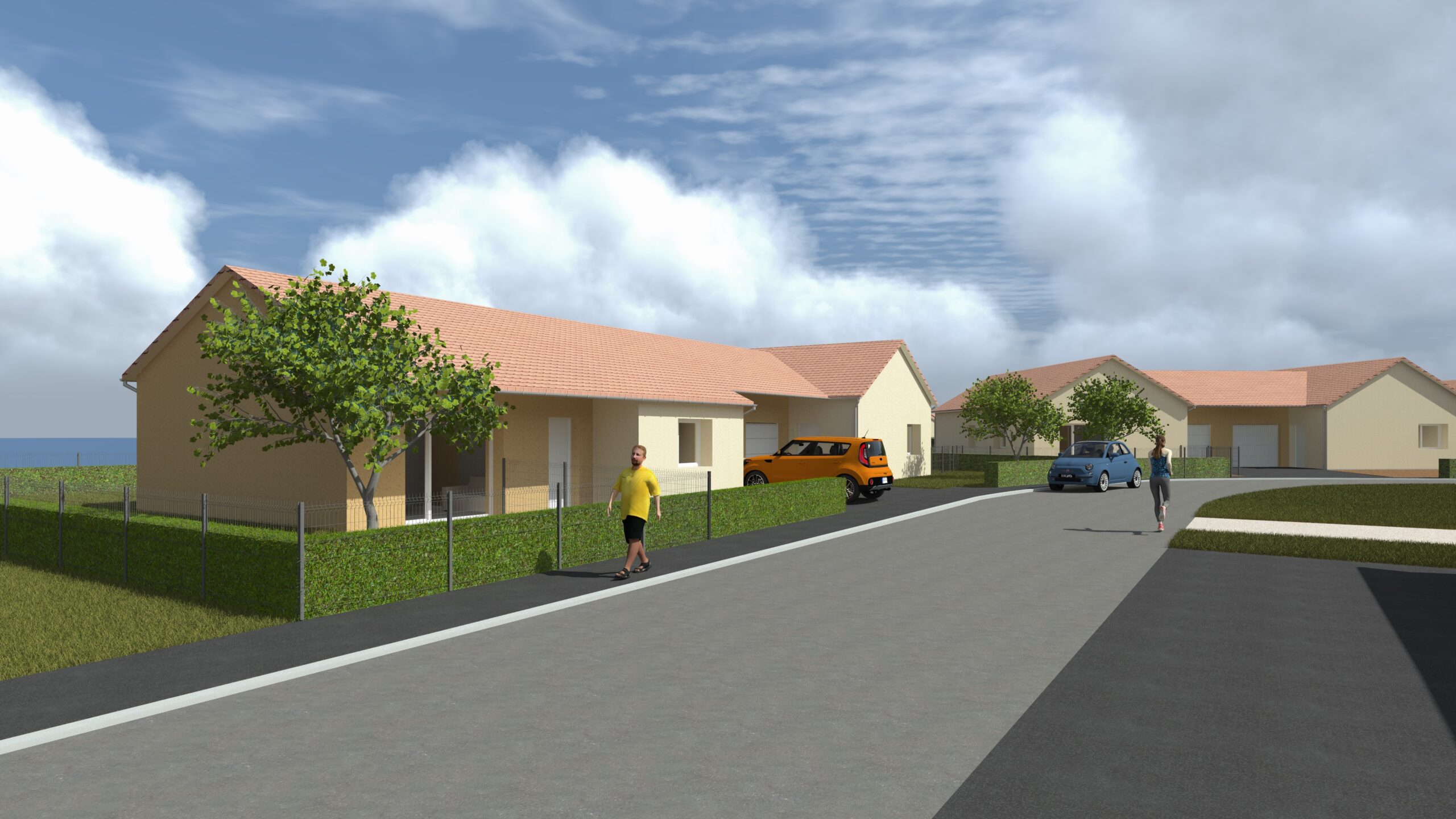 Vue des maisons individuelles du programme